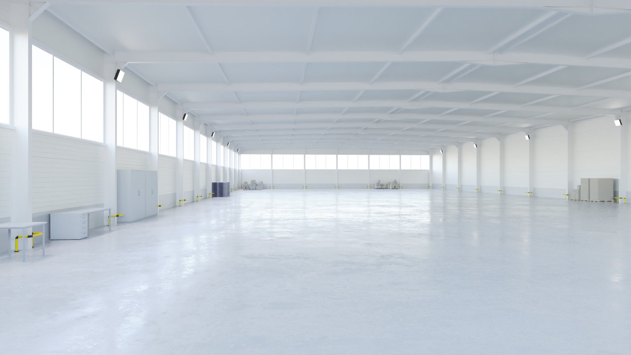 Large industrial hall interior